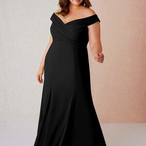 Azazie Lecia Black Off Shoulder Dress